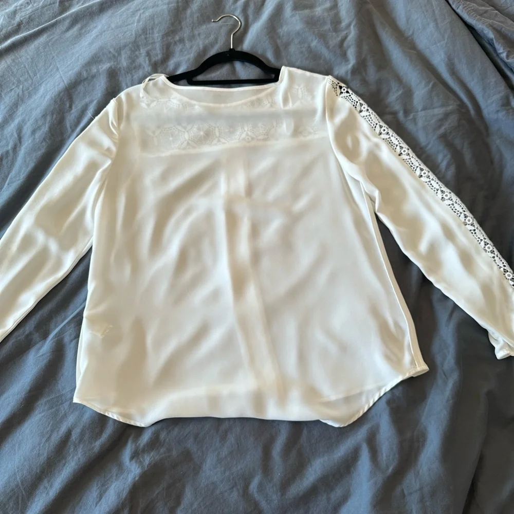 Zara Cream Lace Detail Blouse - Picture 3 of 3